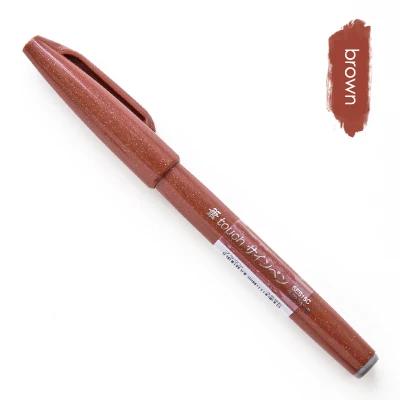 1 stuks Japan Pentel Touch Brush Pen Zachte Punt Pastel Kalligrafie Pennen Tekenen Kunst Markers Lettering School Kunstbenodigdheden bruin