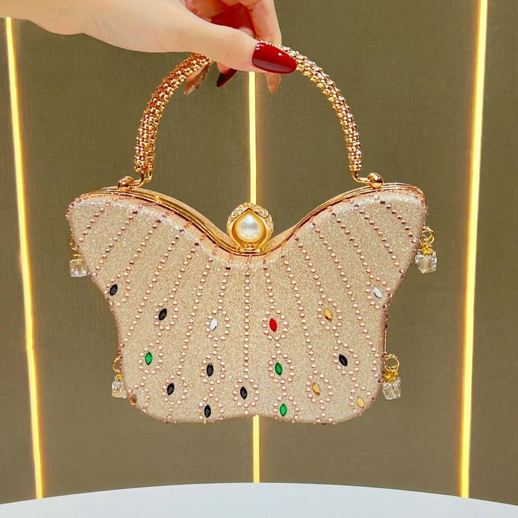 Lussuosa Pochette da Sera a Farfalla con Decorazioni di Strass per Eventi Formali