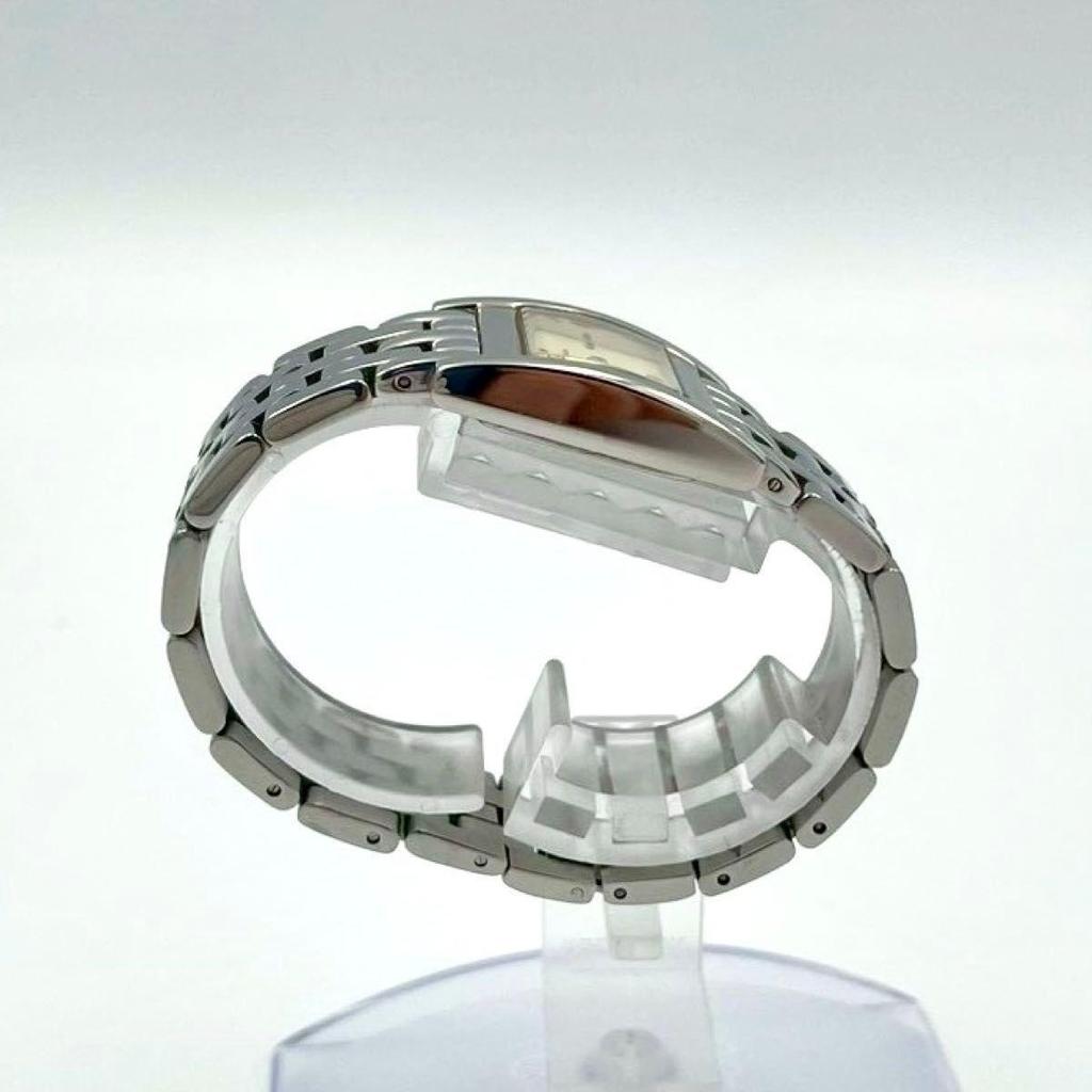 Used 984 New Battery BALENCIAGA Balenciaga Watch Square Quartz Ivory Stainless Steel Silver Ladies