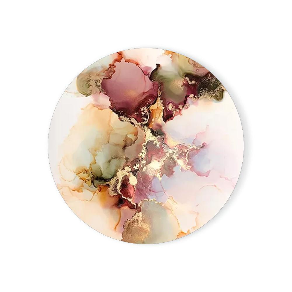 Abstract Art Coasters for Drinks Tabletop Protection Teal Watercolor Round Enamel Coasters Set with Cork Base Housewarming Gift