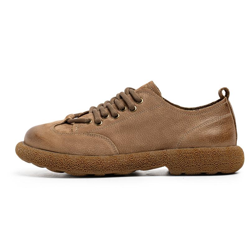 

Fashion British Style Men Genuine Leather Oxford Shoes Outdoor Casual Leather Thick Bottom Walking Shoes New Antiskid Flat Designer Shoe 44 хаки
