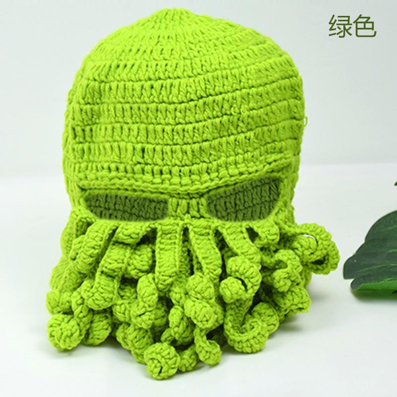 New Cartoon Cute Funny Wool Knitted Octopus Hat Hand Crocheted Warm Wool Headgear.
