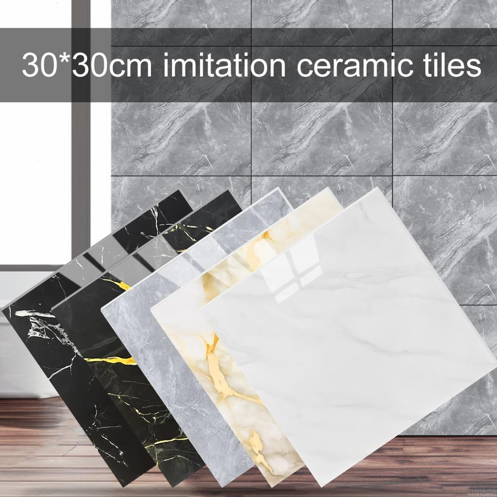 12/1PCS 3D Imitation Tile Wall Stickers Self-adhesive Wall Decor Bathroom Floor Waterproof Moisture-proof Kitchen Wallpaper