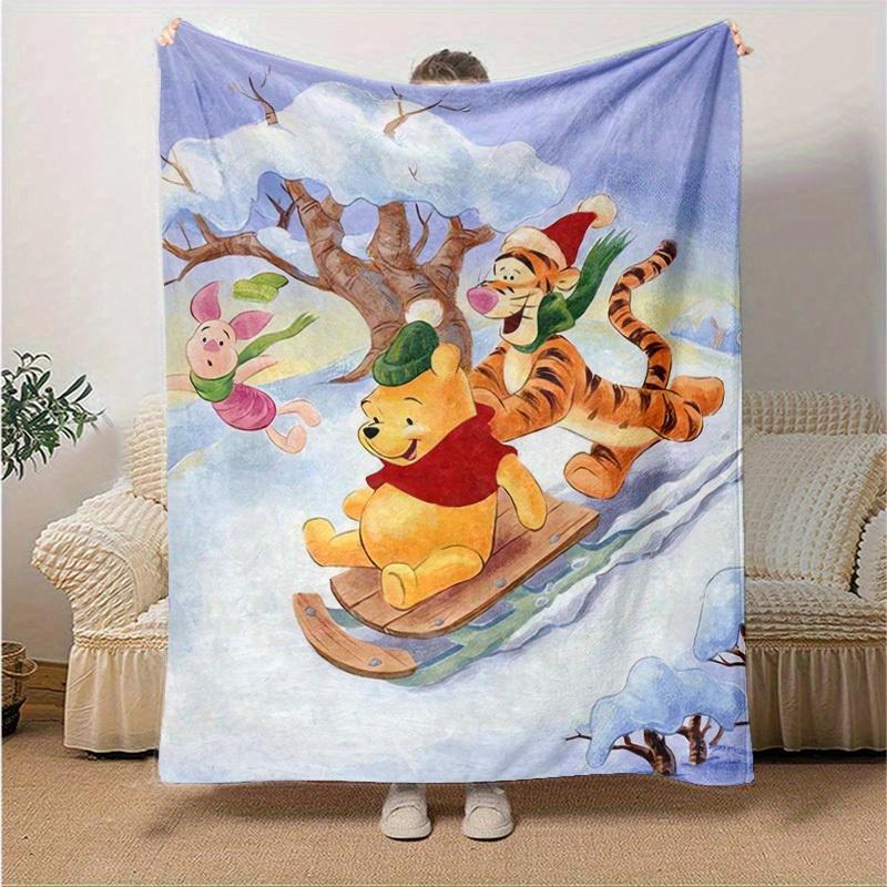 1 Stück, Winnie Puuh & Freunde Weihnachtsurlaub Decke Heimdekoration, Sofadecke, Outdoor-Decke, Geschenk für Freunde, Weiche Tagesdecke, Perfekt