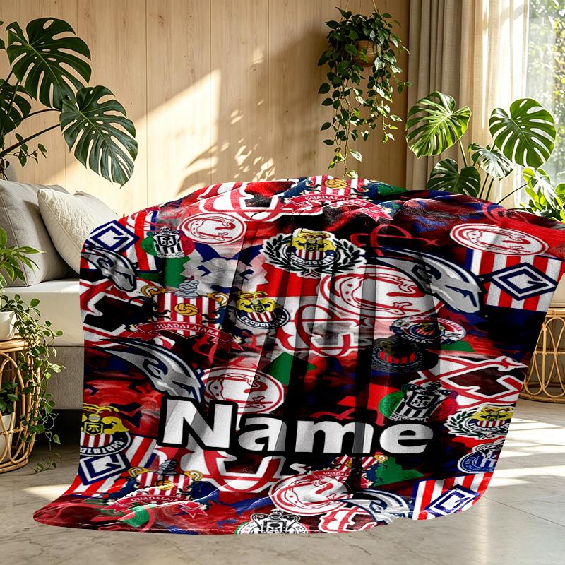 Custom Name Personalized Club Deportivo Guadalajara Print Blanket, Home Decor, Bedroom, Sofa, Camping, Couch, Gifts for Birthday ChristmasEnthusiasts