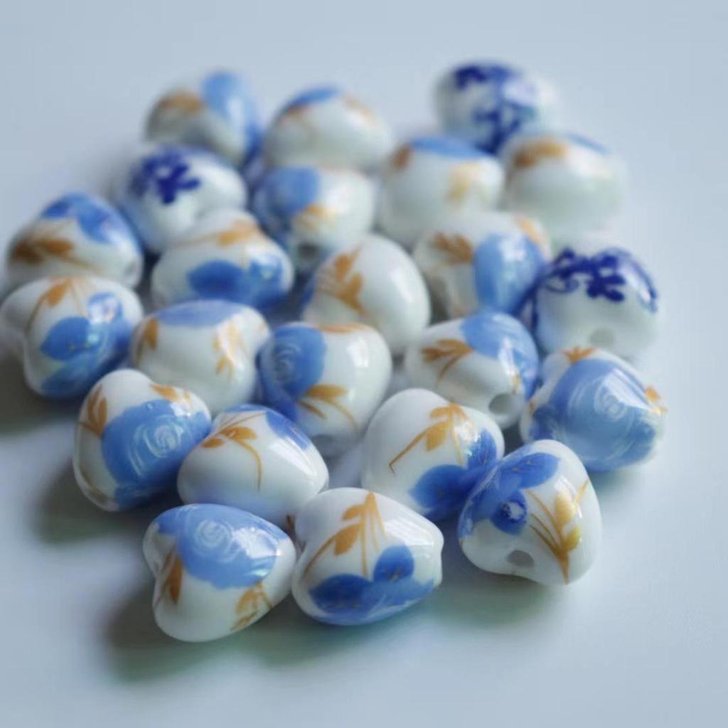 Heart-Shaped Colorful Ceramic Beads for DIY Jewelry Accessories