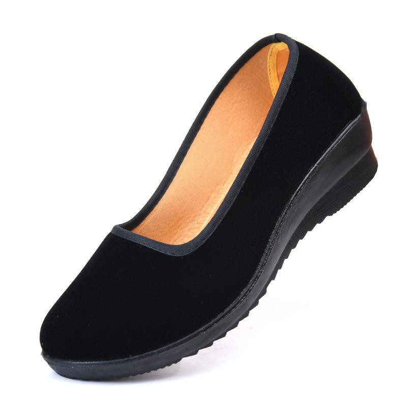 Cloth Shoes, Wedge Heel, Large Size, Medium Strap Dance Shoes, Hotel Shoes, Etiquette, Black Cloth Shoes