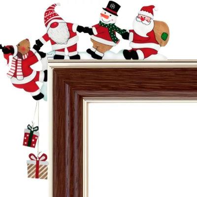 Double Sided Christmas Wooden Door Frame Decoration Creative Corner Door Frame Decoration Dwarf Santa Claus Atmosphere Pendant