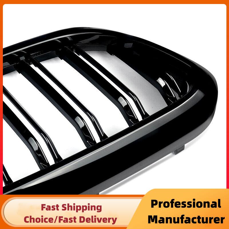 Car Front Bumper Racing Grille For BMW 5 Series G30 G31 520i 530i 540i M5 2017- Double Slat Kidney Grill Glossy Black Grille
