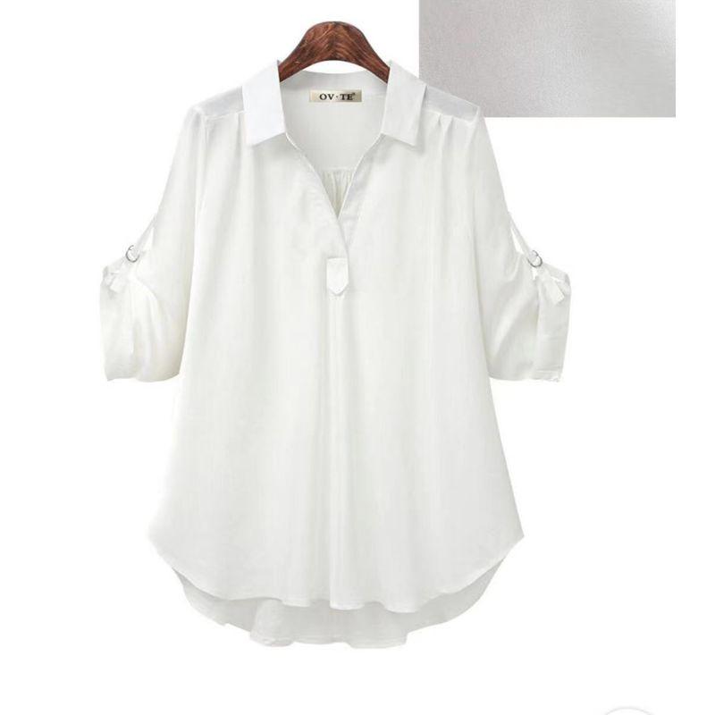 

Осень и Зима Новая Двухцветная Материальная Рубашка с Длинными Рукавами Большого Размера Свободного Покроя, Подчеркивающая Фигуру, Средней Длины, Длинная, Самая Простая для Сочетания с Топами, Трендовая White L