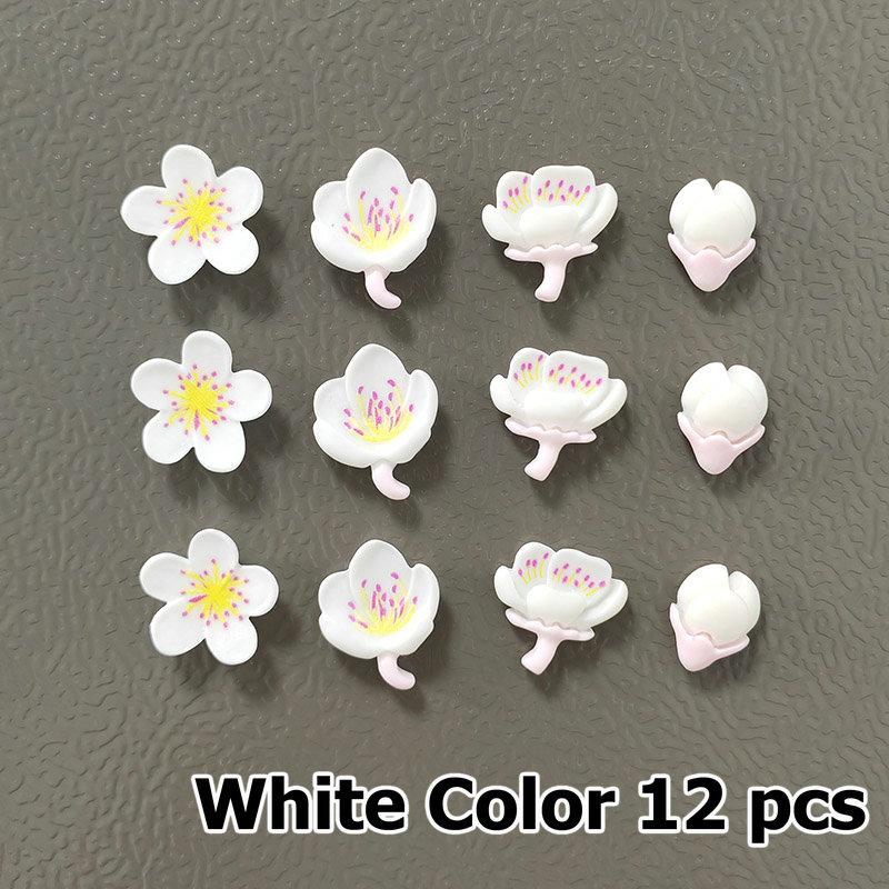 4/12pcs Fridge Magnets Blossom Cherry Flower Pastoral Cute Refrigerator Magnetic Sticker Message Whiteboard Sticker