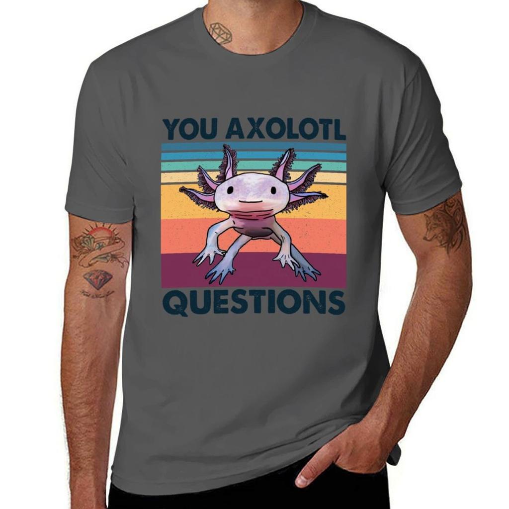 Retro 90s Axolotl Shirt Funny You Axolotl Questions TShirt Gym Exercise Short Sleeve TShirt