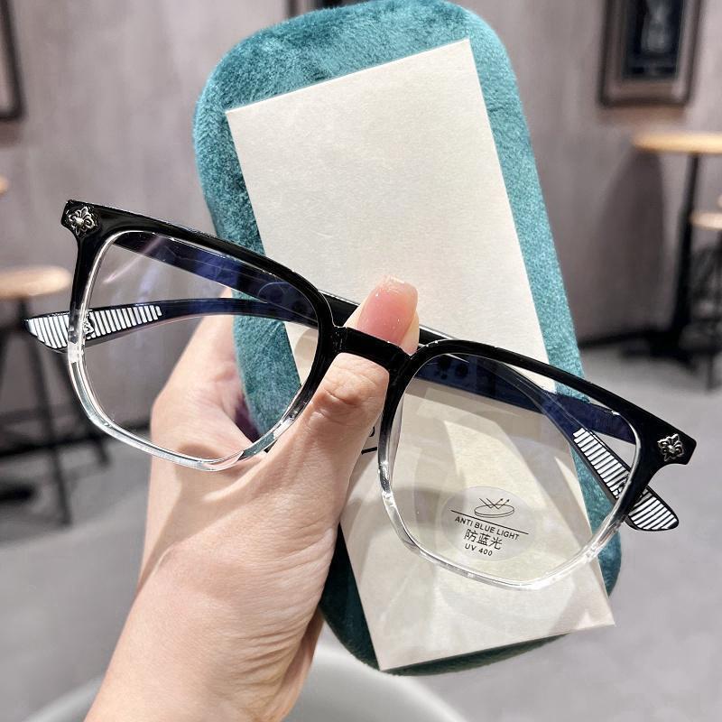 Schwarzer Rahmen Anti-Blaulicht-Brille Großer Rahmen Gesichtsaussehende kleine schlichte Brille Damen-Schlichte Brille Trendy Myopie-Brille Herren
