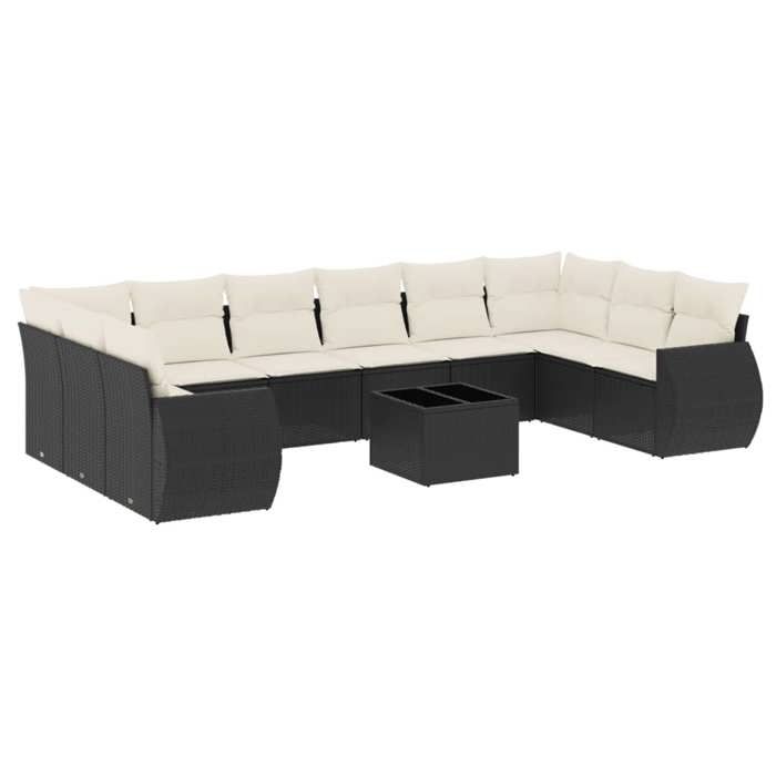 VidaXL Garden Lounge Set with Cushions 11 Pcs, Patio Sofas, Patio Furniture Set, Outdoor Furniture, Black 3254213