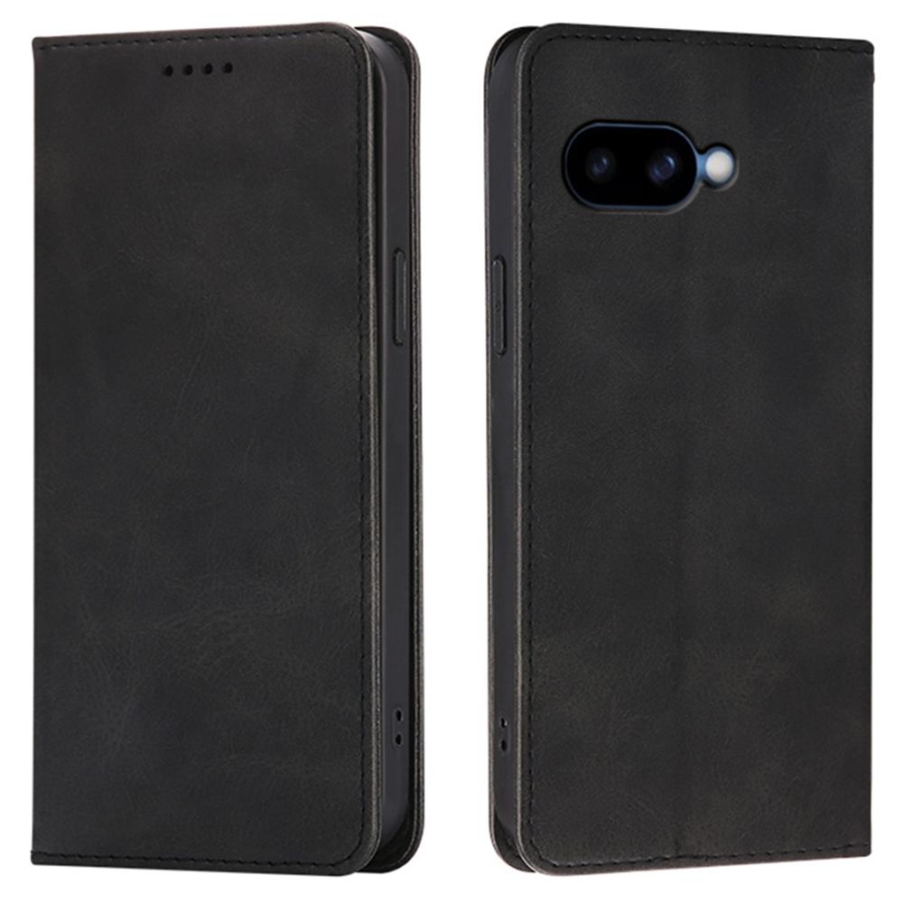 For Google Pixel 9a Case Wallet Calf Texture Leather Phone Cover with Hidden Magnetic Closure