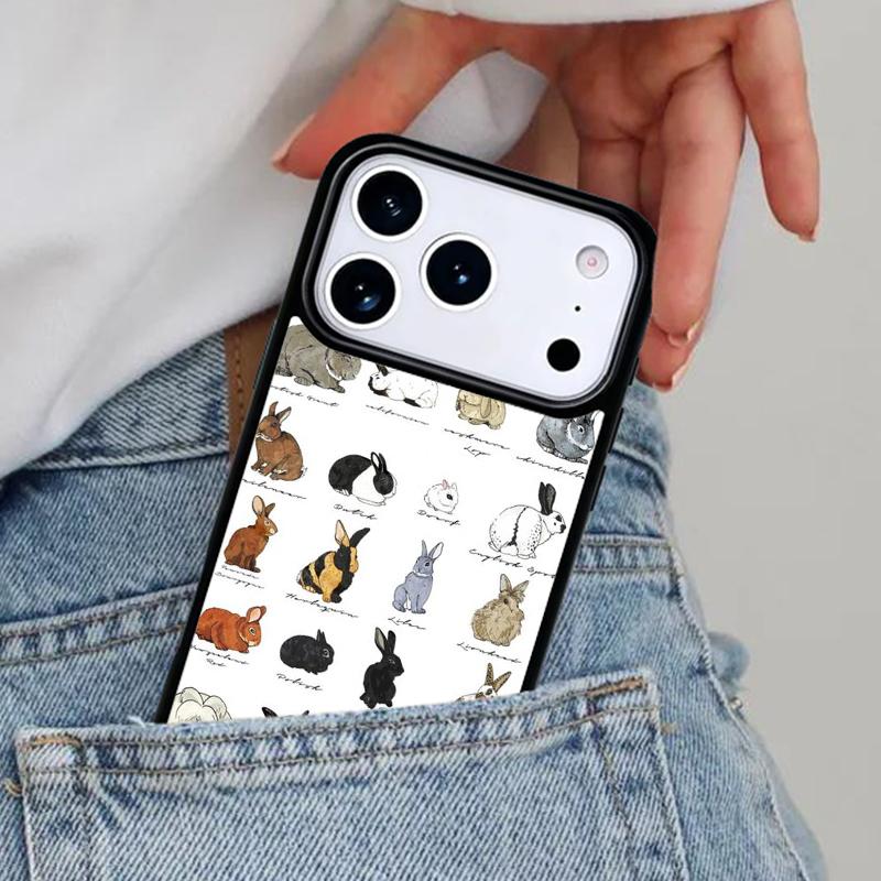 Bunny Rabbits Soft Phone Case for iPhone 16e 15 14 13 12 17 Pro Max Plus Air 17pro Cover Coque