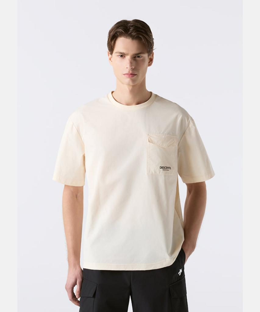 DESCENTE Stretch Woven Short Sleeve T-Shirt Ivory Sr221Uts44
