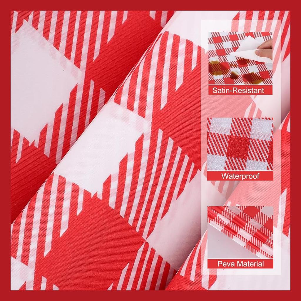 3 Pack Red and White Checkered Tablecloth, 54 X 108Inch Plastic Red Gingham Table Cloth Disposable Spring Picnic Tablecloth Waterproof Red Checkered