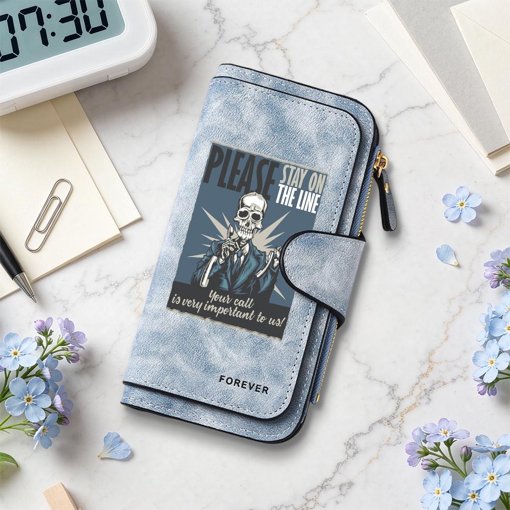 Skull Print Wallet Fashion Casual Multi Card Slot Portable Purse