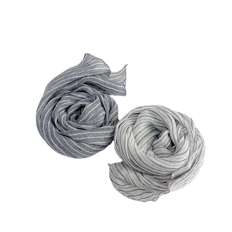Thin Linen Scarf Slender And Narrow Long Breathable Neck Protection Silk Scarf Women'S Versatile Extended Shawl