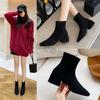 Skinny boots Chelsea high-heeled short boots women's shoes 2025 new spring and autumn single shoes thick heel large size 41-42