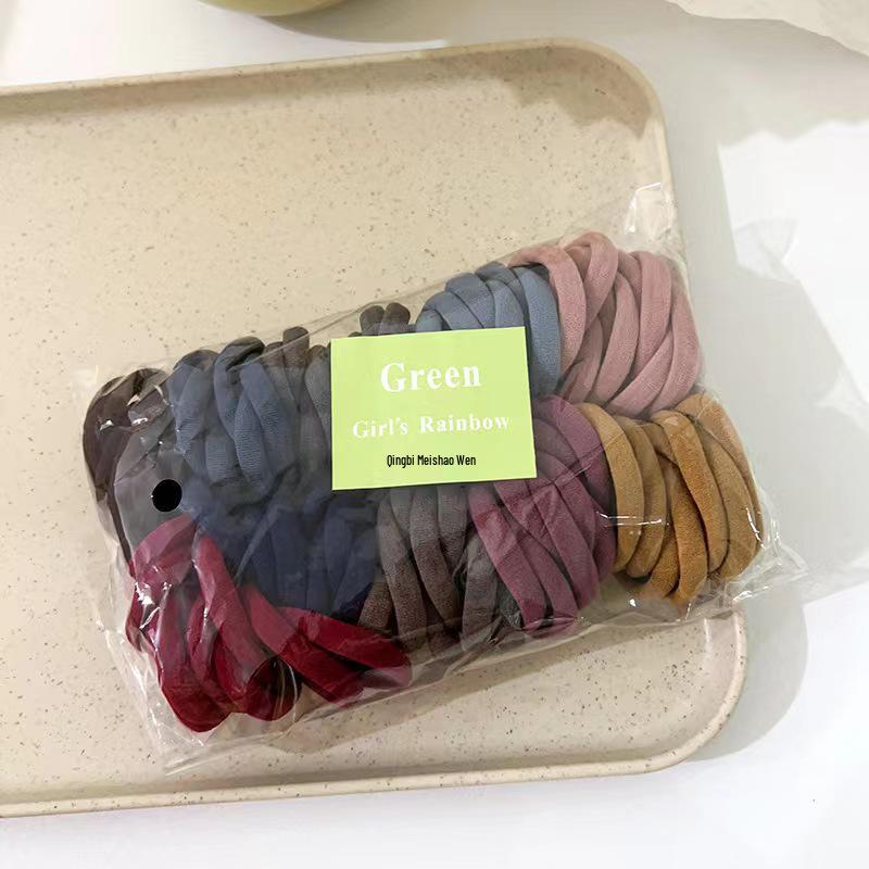 In-stock 50-piece Gradient Hair Ties Set - High Elasticity Seamless Colorful Ropes for Girls