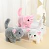 Kids Electric Plush Cat Toy Walking Head Shaking Tail Wagging Interactive Kitten Plushie Toy Toddlers Boys Girls Educational Simulation Animal Toy