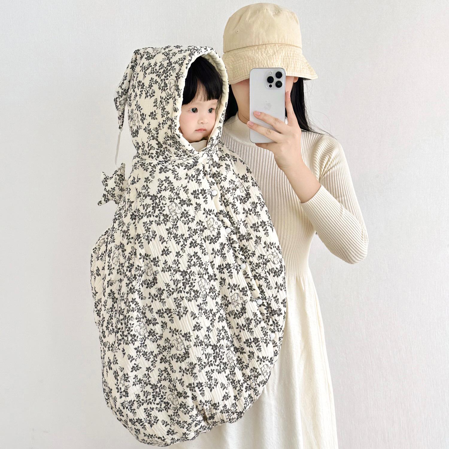 

Baby Autumn & Winter Windproof Hooded Cape - Thick Warm Shawl for Outdoors Length 85cm (with hood)