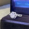 SACE GEMS GRA Certified D Color 1-2ct Moissanite Ring 925 Sterling Silver Plated with 18k White Gold Ring for Women Fine Jewelry