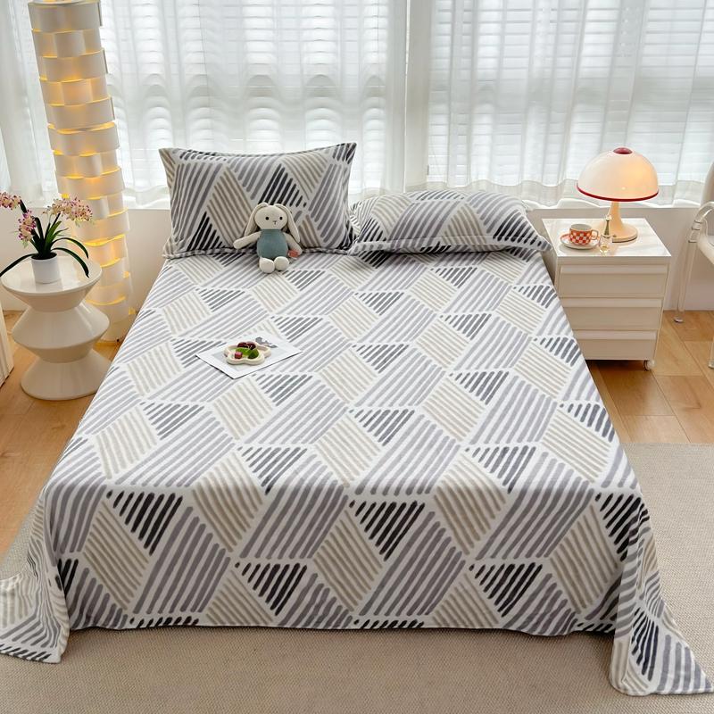 3Pcs Botanical Floral Style Bed Sheet Set Flannel Bed Sheets for Fall and Winter Luxury Super Soft Cozy Queen Size Bedding Set
