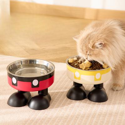 Pet Stainless Steel Bowl Non-slip Large Capacity Dog Bowl Cat High Bowl Neck Guard Anti-collision Pet Bowl Supplies