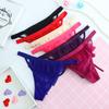 Bowknot Mesh Briefs Women Low Waist Thin Strap T Panties Fashion Bow Underpants  Home