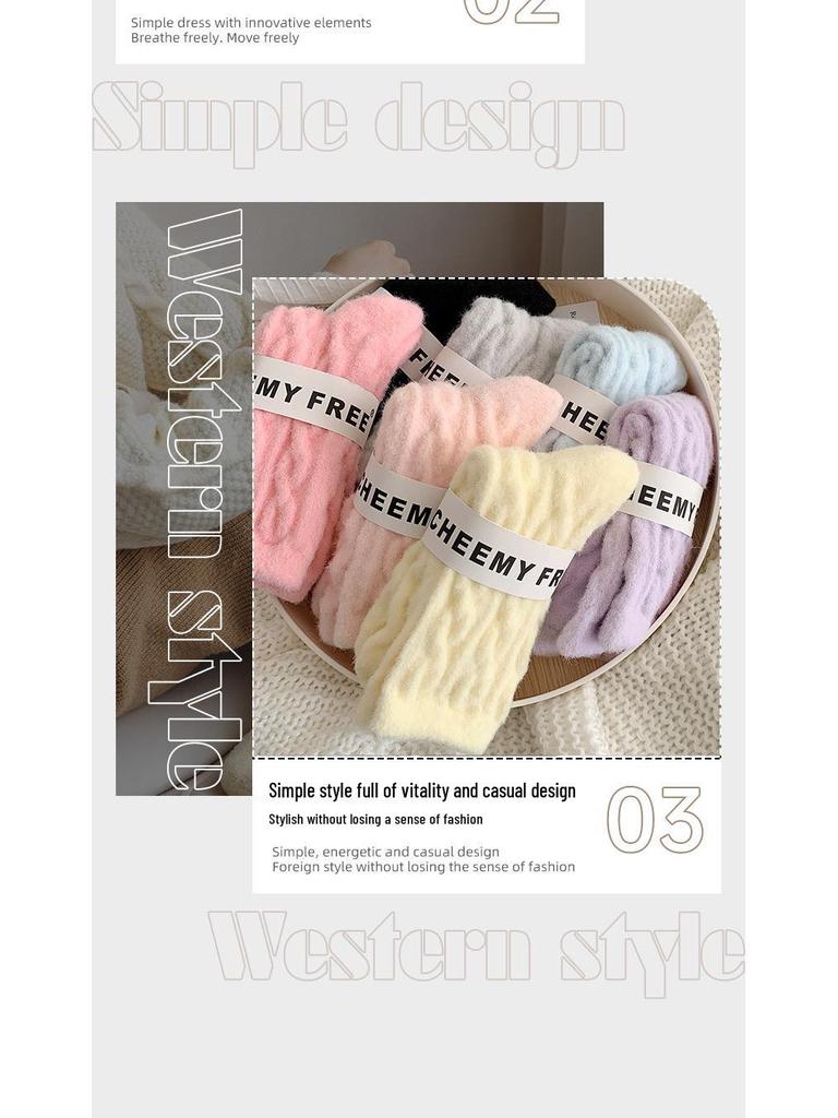 Dámské vlněné podkolenky: Silný teplý kabelový úplet v jednobarevných bonbónových barvách pro podzim/zimu