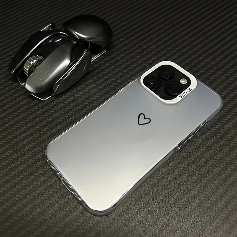 Minimalist Love Heart Print IMD Material Phone Case for iPhone 16 15 14 13 12 11 Pro Max XS X XR 8 7 Plus 16E Shockproof Cover