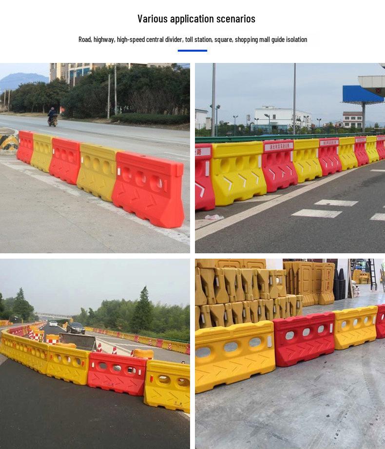 Water-Filled Three-Hole Plastic Road Barrier for Construction
