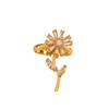 New Light Luxury Adjustable Ring Sunflower Zircon Simple, Fresh, High End Open Ring