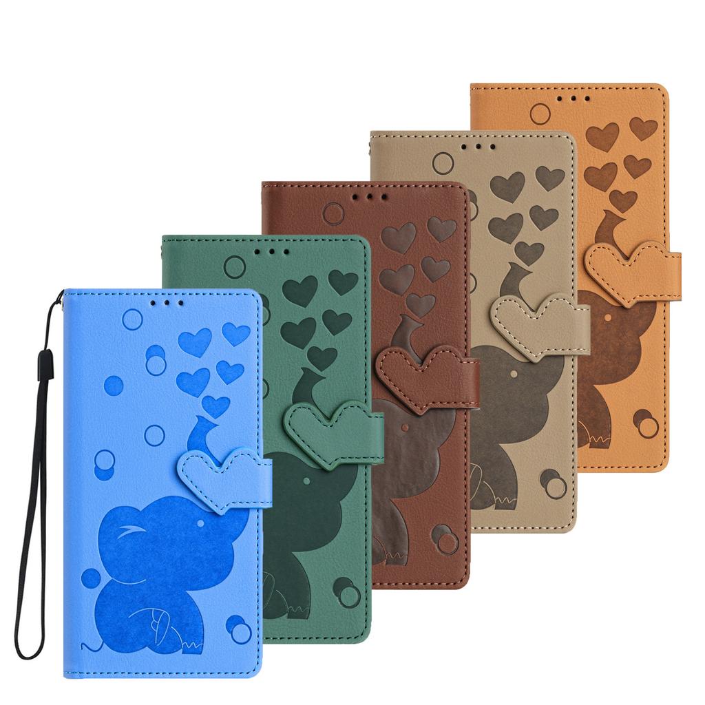 Cartoon Elephant Magnetic Cards Solt Wallet Flip Case For Samsung S25 Ultra S24 Plus S23 S22 A16 A26 A36 Stand Book Pocket Cover