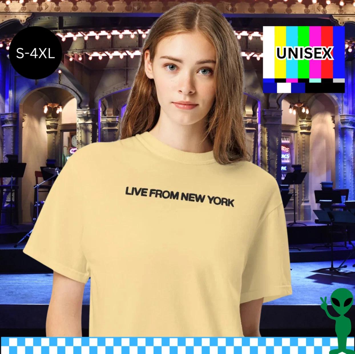 Live From New York Shirt SNL Embroidered Tee Sabrina NYC Graphic Top 4XL