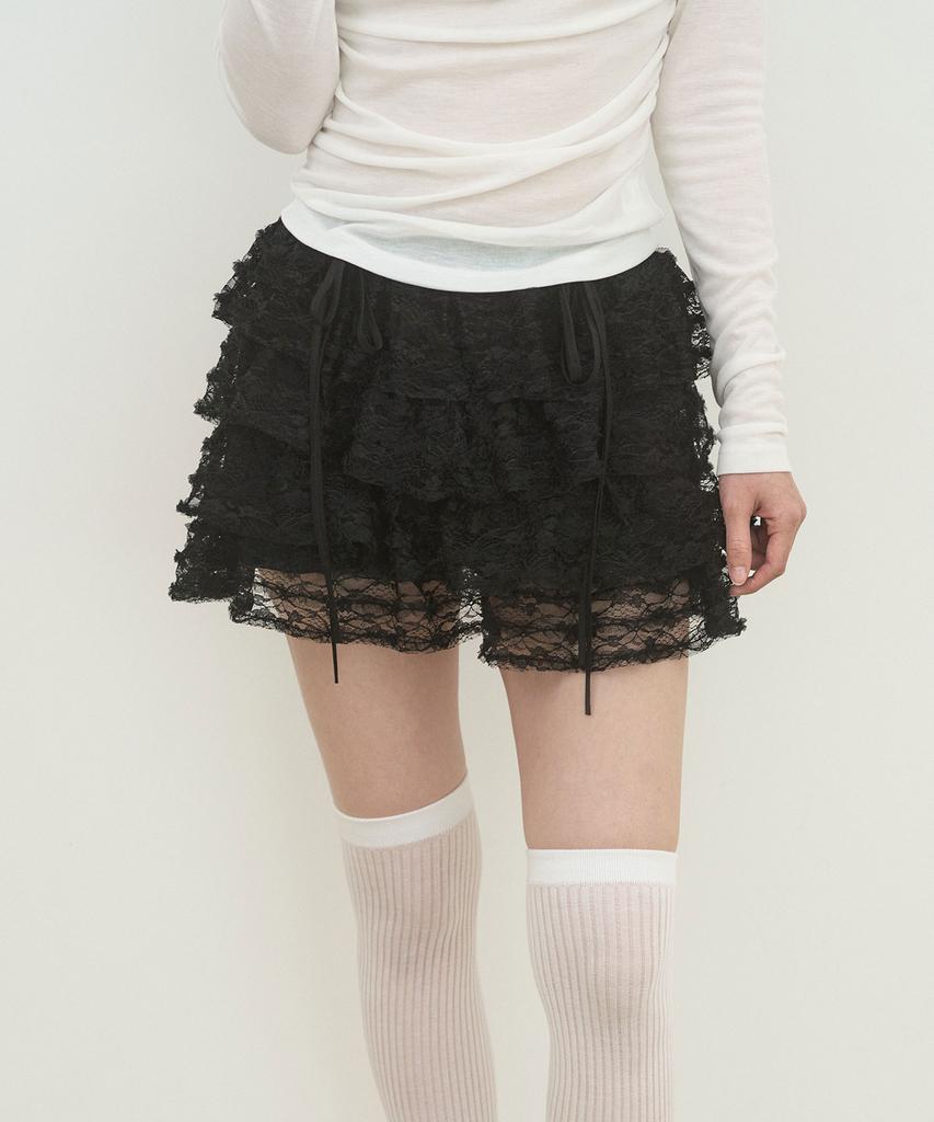 Limekeu Angel Lace Tutu Mini Skirt Pants Black