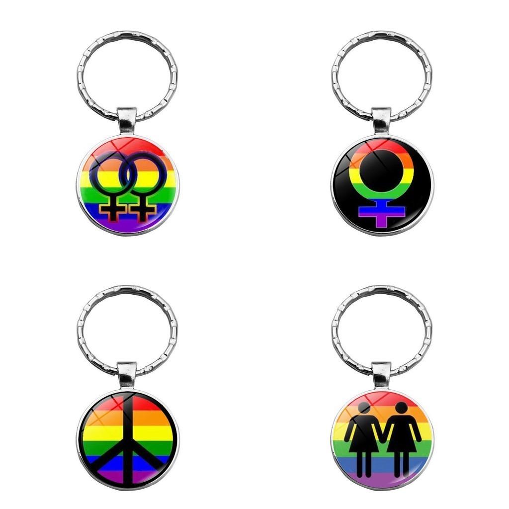 Rainbow Lgbtq Keychain Creative Couple Gift Modern Style Zinc Alloy Key Ring Bag Decoration Xswx4626-1