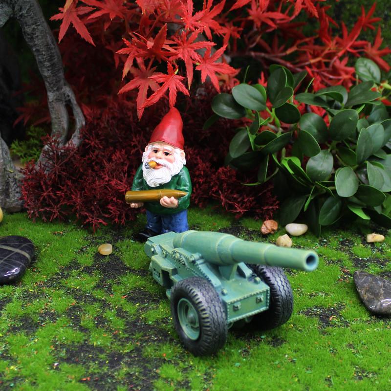 Resin Dwarf Battle Cannon Garden Miniature For Landscaping Gift Decorations
