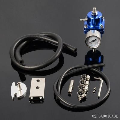 Regolatore di pressione del carburante regolabile universale in alluminio 0-140 psi + manometro + kit tubo flessibile
