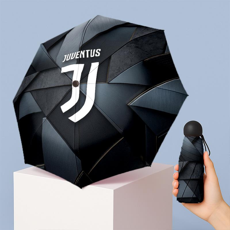 Juventus FC Pattern Printed Mini 5 Folds 8 Ribs Compact Umbrella Windproof Waterproof Lightweight Portable Folding