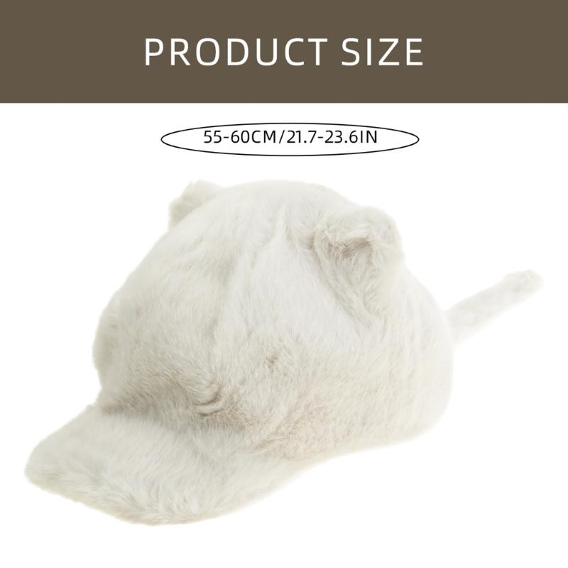 Women Baseball Hat Cartoon Kitten Ear Lovely Ear Fun Furry Hat for Idol Concert Shows Breathable Hat for Adults