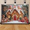 Christmas Party Snow White Gingerbread House Photography Background - With Flash, Christmas Tree Lantern