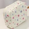 Cute Small Makeup Pouch Bow/Floral Quilted Cosmetic Organizer for Travel Daily Puffy Cotton Toiletry Pencil Purse with Zipper for Women Girls