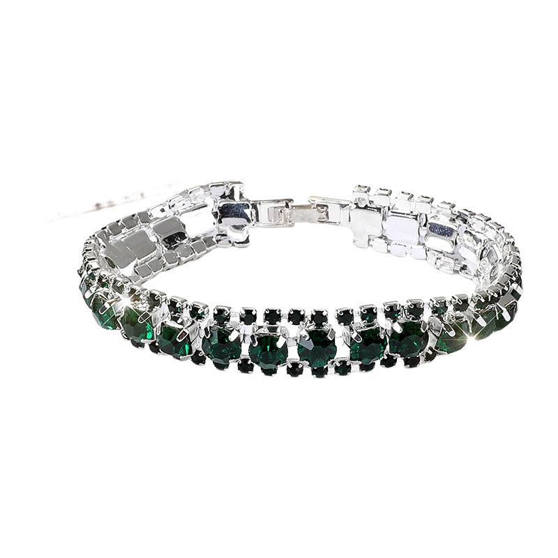 

Multi-colored rhinestone bracelet Super flash diamond-set bracelet Full diamond imitation crystal jewelry зелений