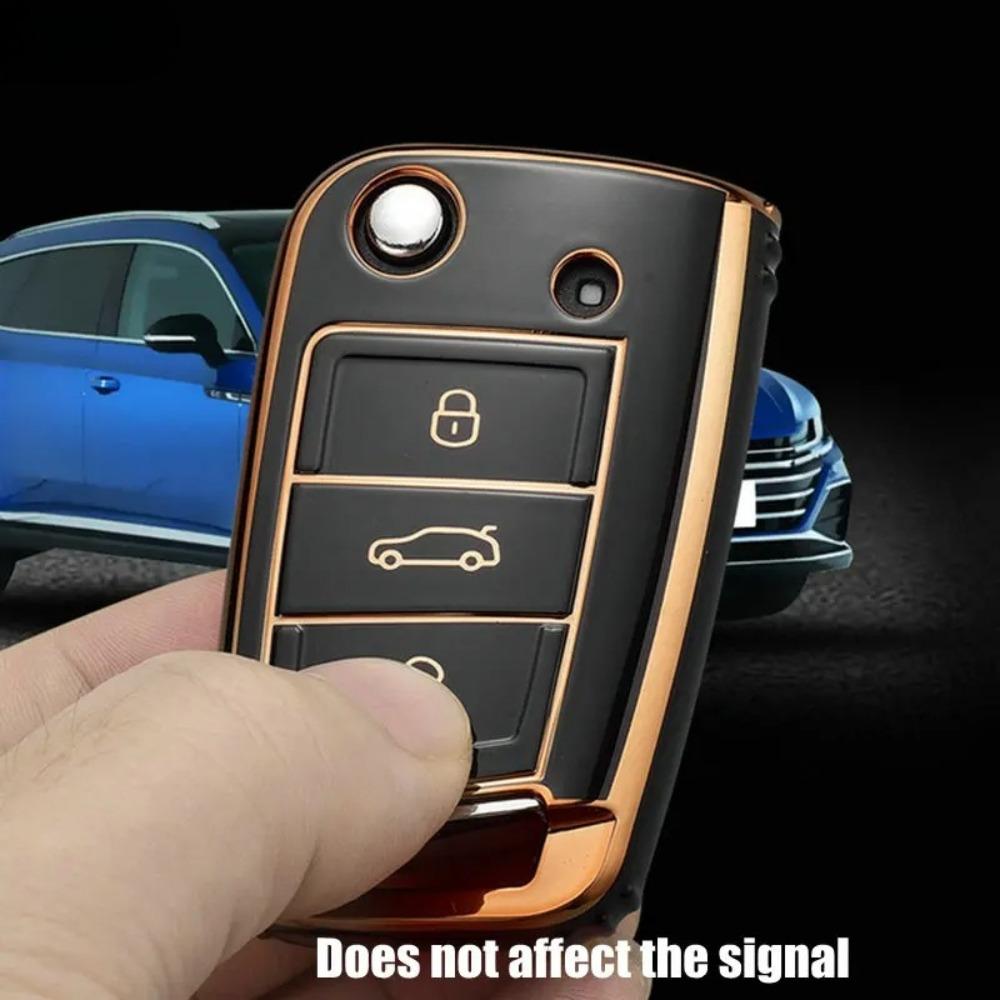 TPU Car Flip Key Case Cover Shell Fob For VW Volkswagen Golf 7 MK7 Tiguan MK2 SEAT Ateca Leon FR 2 Ibiza Skoda Octavia A7