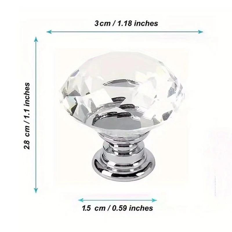 16Pcs Diamond Furniture Door Knobs Crystal Glass Pot Cover Handles Cabinet Pull Decorative for Dresser Cupboard Wardrobe
