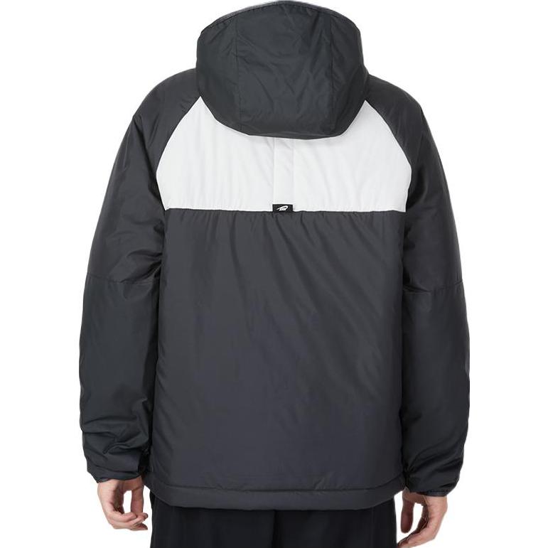 Nike Jaqueta de Algodão com Capuz de Manga Comprida com Logo da Marca com Design Patchwork Jaqueta Masculina Preto Cinza DD6858-070
